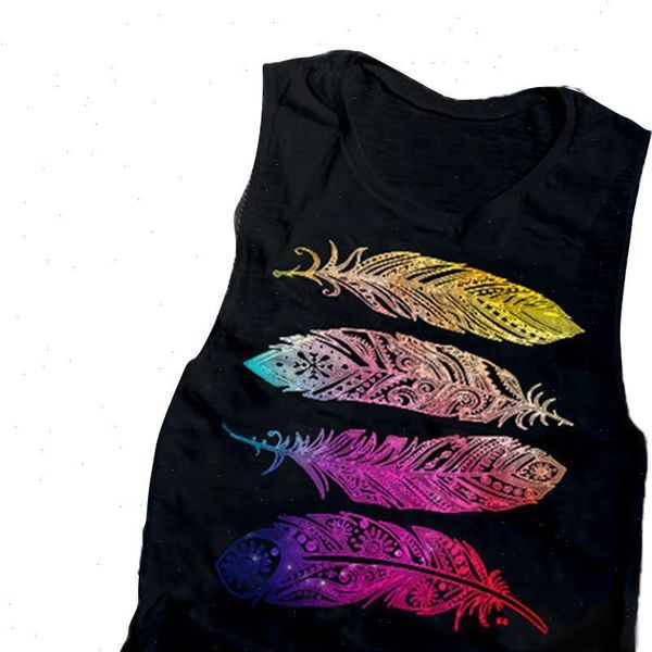casual summer comfortable leaf tees printed shirt fashion women feather print round neck sleeveless coat vest t shirt, White
casual summer comfortable leaf tees printed shirt fashion women feather print round neck sleeveless coat vest t shirt, White