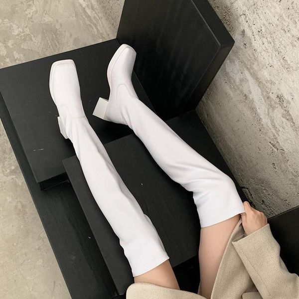 2020 winter women's boots square head long tube knight boots over the knee casual motorcycle botas mujer shoes woman, Black
2020 winter women's boots square head long tube knight boots over the knee casual motorcycle botas mujer shoes woman, Black