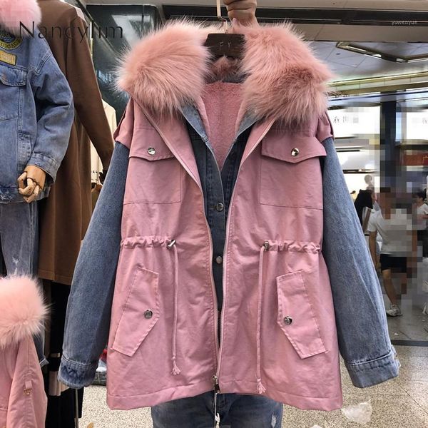 denim parka women warm velour overcoat female winter long coats new faux hair collar thickened windbreaker padded student1, Black
denim parka women warm velour overcoat female winter long coats new faux hair collar thickened windbreaker padded student1, Black
