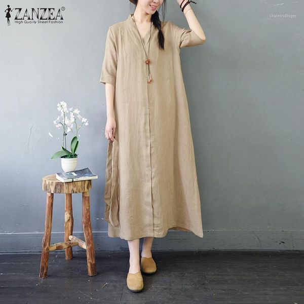 zanzea women summer v neck half sleeve solid dress elegant cotton linen dresses kaftan sundress casual female work vestido 5xl1, White;black
zanzea women summer v neck half sleeve solid dress elegant cotton linen dresses kaftan sundress casual female work vestido 5xl1, White;black