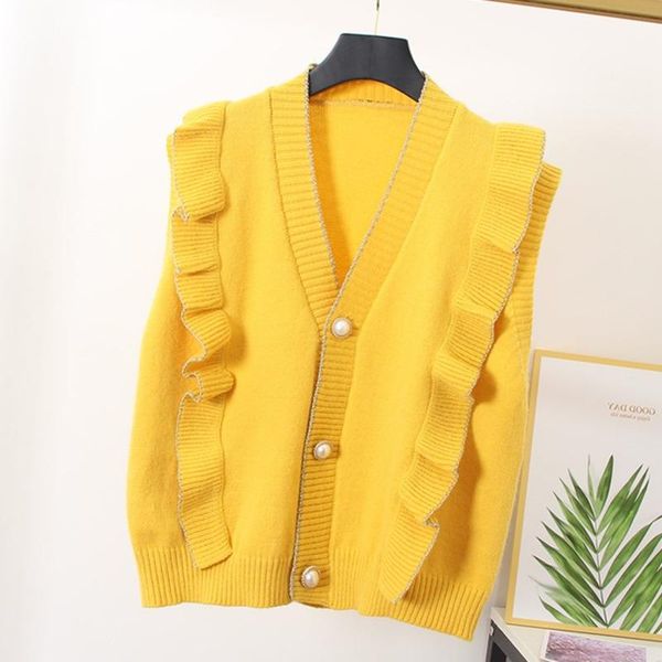 deat 2020 autumn winter women new fashion v-neck sleeveless ruffles single breasted cardigan casual knitted sweater vest rc980, White
deat 2020 autumn winter women new fashion v-neck sleeveless ruffles single breasted cardigan casual knitted sweater vest rc980, White