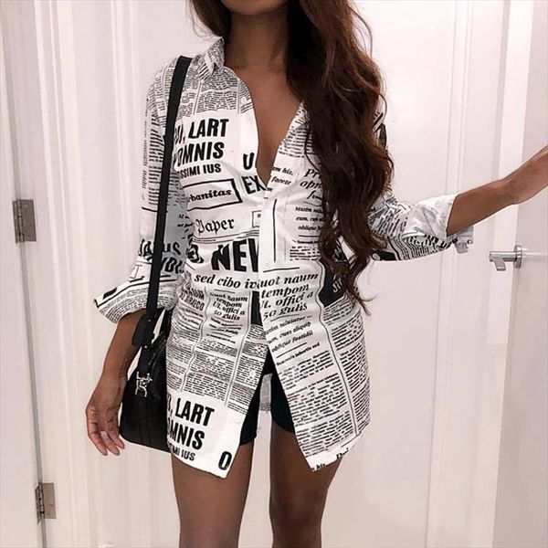 spring autumn women newspaper print letter blouse shirt long sleeve vintage female blouse elegant office ladies, White
spring autumn women newspaper print letter blouse shirt long sleeve vintage female blouse elegant office ladies, White