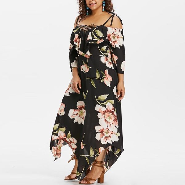 fashion women off shoulder dress plus size ladies lace up maxi flowing floral print dress strap shoulder irregular long dress, Black;gray
fashion women off shoulder dress plus size ladies lace up maxi flowing floral print dress strap shoulder irregular long dress, Black;gray