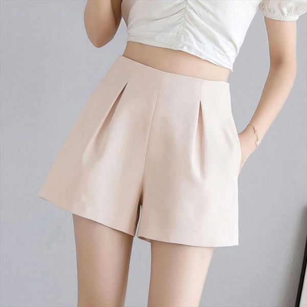 summer shorts for women chiffon solid high waist wide leg short pants black zip up pockets shorts female short trousers dk6059, White;black
summer shorts for women chiffon solid high waist wide leg short pants black zip up pockets shorts female short trousers dk6059, White;black
