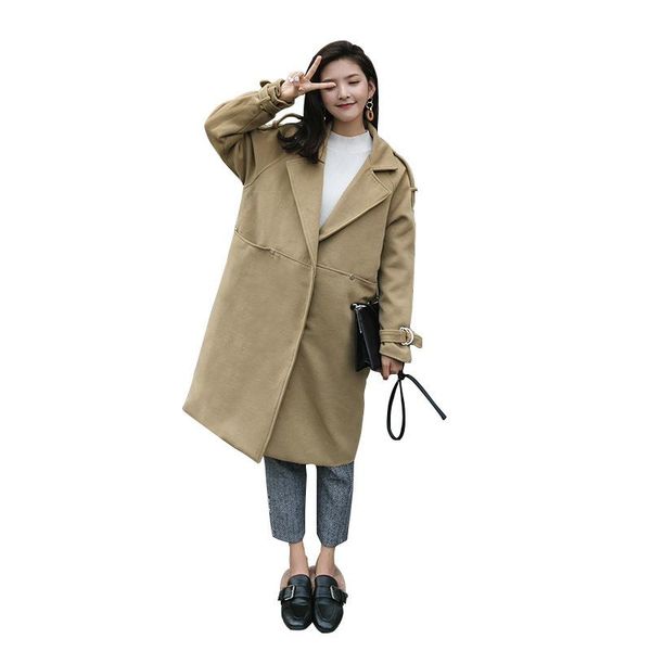 women's wool & blends casual fashion women long cashmer coat loose solid woolen jacket covered button and, Black
women's wool & blends casual fashion women long cashmer coat loose solid woolen jacket covered button and, Black
