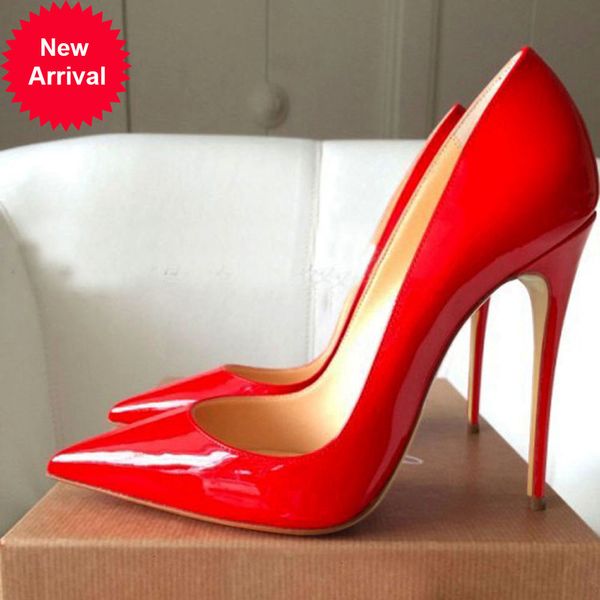 red female bombs leather patent for wedding party stiletto heels pointed toe ten-six-inch, Black
red female bombs leather patent for wedding party stiletto heels pointed toe ten-six-inch, Black