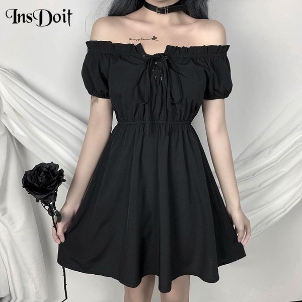 insdoit black off shoulder mini dress gothic bandage high waist pleated dress harajuku casual short sleeve lace up1, Black;gray
insdoit black off shoulder mini dress gothic bandage high waist pleated dress harajuku casual short sleeve lace up1, Black;gray