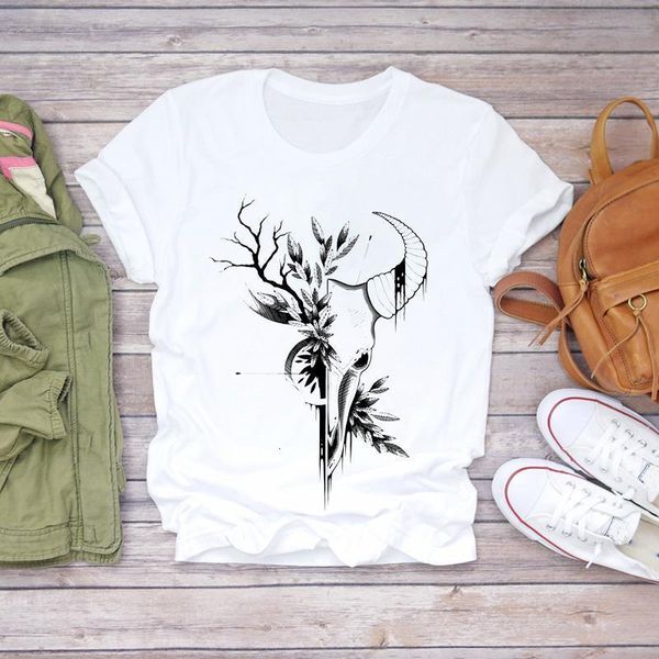 women flower heifer skull cow vintage 90s fashion print lady t-shirts womens graphic t shirt ladies female tee t-shirt, White
women flower heifer skull cow vintage 90s fashion print lady t-shirts womens graphic t shirt ladies female tee t-shirt, White