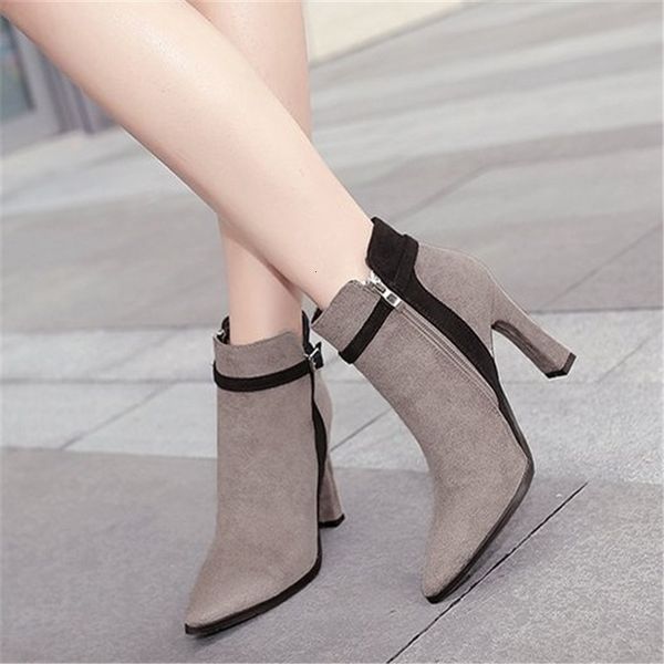 2021 new autumn winter side zipper women's shoes short square heels fashion pointed to woman thick non-slip boots wcph, Black
2021 new autumn winter side zipper women's shoes short square heels fashion pointed to woman thick non-slip boots wcph, Black