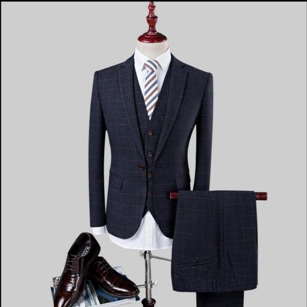 men's suits & blazers 3 pieces (jacket+pants+vest) 2021 autumn plaid suit men groom wedding business dress set plus size clothing costu, White;black
men's suits & blazers 3 pieces (jacket+pants+vest) 2021 autumn plaid suit men groom wedding business dress set plus size clothing costu, White;black