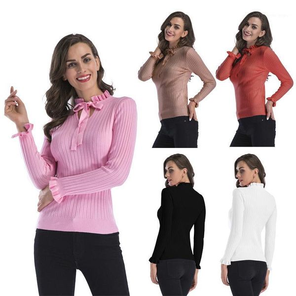 women long butterfly collar sleeve knitted sweater ladies casual solid ruffles fashion 2020 spring pullover slim jumper1, White;black
women long butterfly collar sleeve knitted sweater ladies casual solid ruffles fashion 2020 spring pullover slim jumper1, White;black