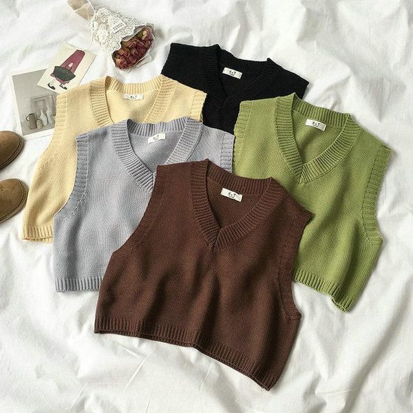 women's vests 2021 spring autumn vintage sleeveless v-neck knitted vest sweater women solid pullovers ladies casual tank my17631, Black;white
women's vests 2021 spring autumn vintage sleeveless v-neck knitted vest sweater women solid pullovers ladies casual tank my17631, Black;white