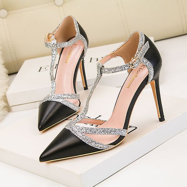 9288-41 fashion womens sequin shoes stiletto heel pointed toe hollow-out strap fashion womens sandals multifunction, Black
9288-41 fashion womens sequin shoes stiletto heel pointed toe hollow-out strap fashion womens sandals multifunction, Black