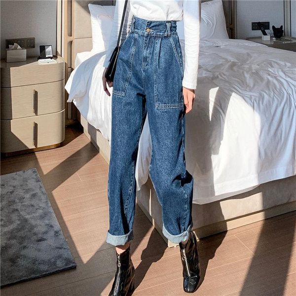 women's jeans stylish all-match straight curl pockets women streetwear fashion loose high waist fresh office lady denim trousers, Blue
women's jeans stylish all-match straight curl pockets women streetwear fashion loose high waist fresh office lady denim trousers, Blue