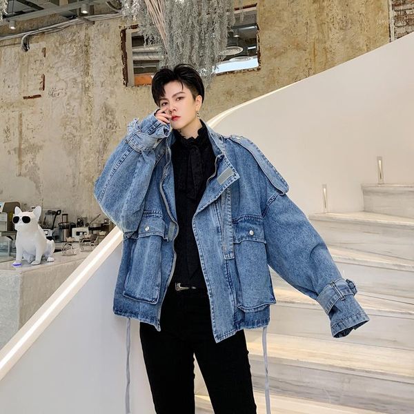 spring and autumn men's korean version loose loose silhouette short style denim jacket small crowd big pocket wash denim jacket.1, Black;brown
spring and autumn men's korean version loose loose silhouette short style denim jacket small crowd big pocket wash denim jacket.1, Black;brown