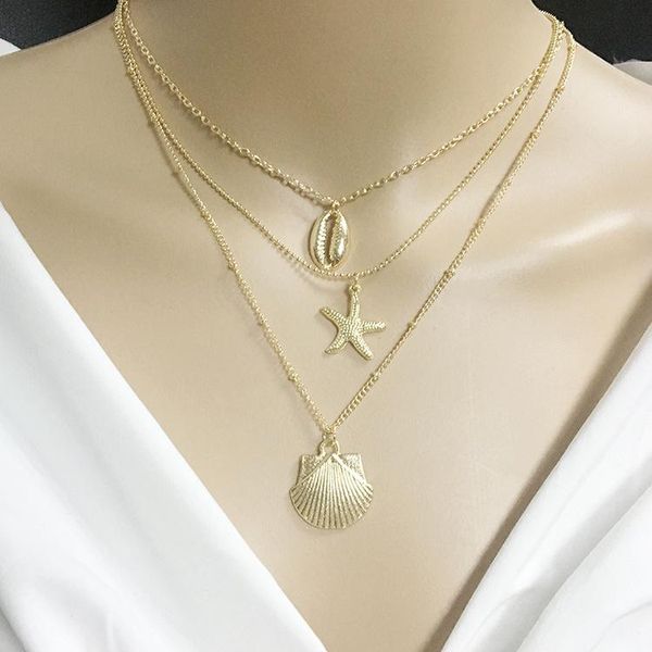pendant necklaces women's necklace europe and america shell sea star scallop multi-layer female fashion women jewelry, Silver
pendant necklaces women's necklace europe and america shell sea star scallop multi-layer female fashion women jewelry, Silver