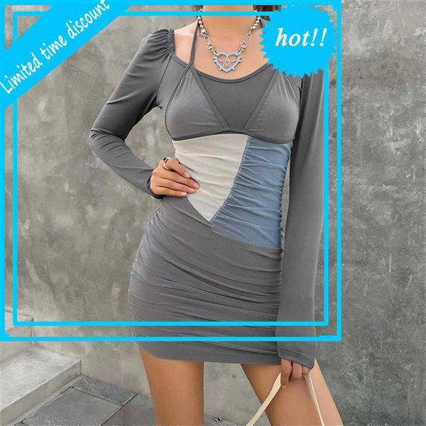 2021 women casual sheets long mouths fashion contrast stitches around the neck slim fit short dress streetwear, Black
2021 women casual sheets long mouths fashion contrast stitches around the neck slim fit short dress streetwear, Black