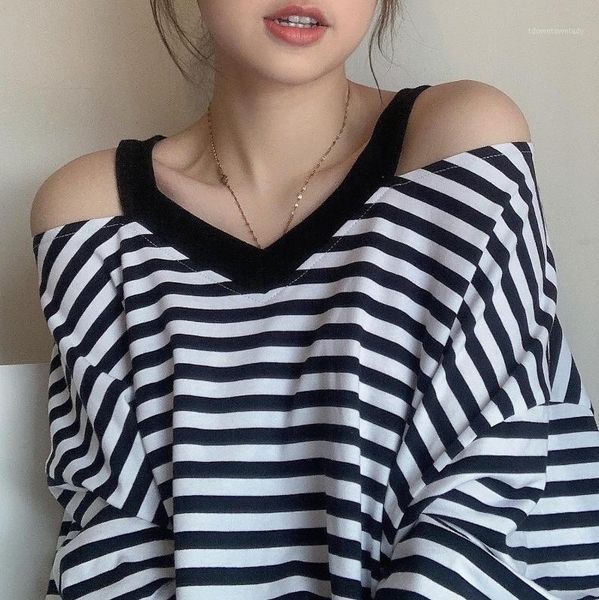 women's t-shirt 2 colors 2021 summer off shoulder korean style v neck loose short sleeve t-shirts womens tee shirt femme (y3805)1, White
women's t-shirt 2 colors 2021 summer off shoulder korean style v neck loose short sleeve t-shirts womens tee shirt femme (y3805)1, White