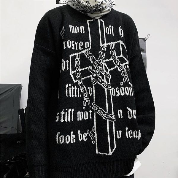 vintage cross sweater ins harajuku letter sweater loose round neck long sleeve thick cotton autumn women, White;black
vintage cross sweater ins harajuku letter sweater loose round neck long sleeve thick cotton autumn women, White;black