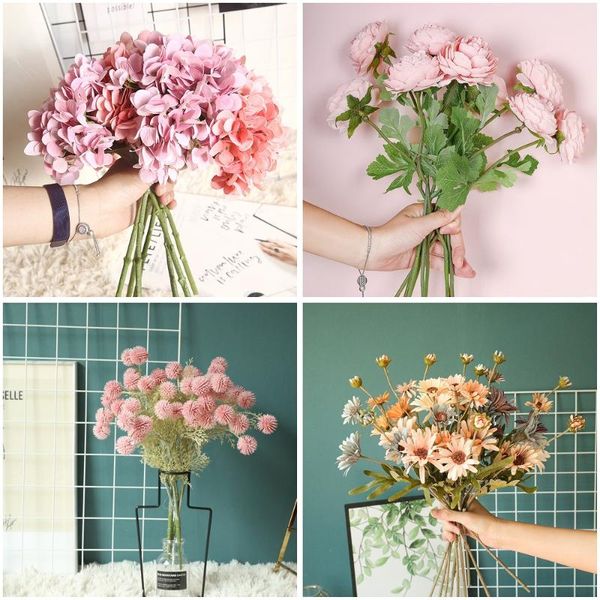 silk hydrangea rose daisy dandelion artificial flowers home decor,green eucalyptus branches fake plants flower arrangement 
silk hydrangea rose daisy dandelion artificial flowers home decor,green eucalyptus branches fake plants flower arrangement