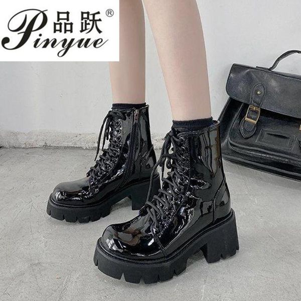 sale boots women's spring and autumn british style wild thick bottom lace-up casual patent leather, Black
sale boots women's spring and autumn british style wild thick bottom lace-up casual patent leather, Black