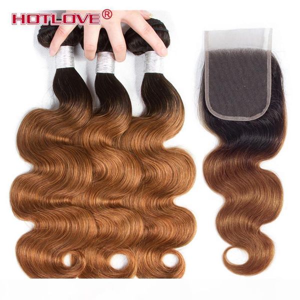 two tone ombre hair brazilian body wave 3 bundle hair with lace closure with baby hair t1b 30 dark roots 4pcs lot, Black;brown
two tone ombre hair brazilian body wave 3 bundle hair with lace closure with baby hair t1b 30 dark roots 4pcs lot, Black;brown
