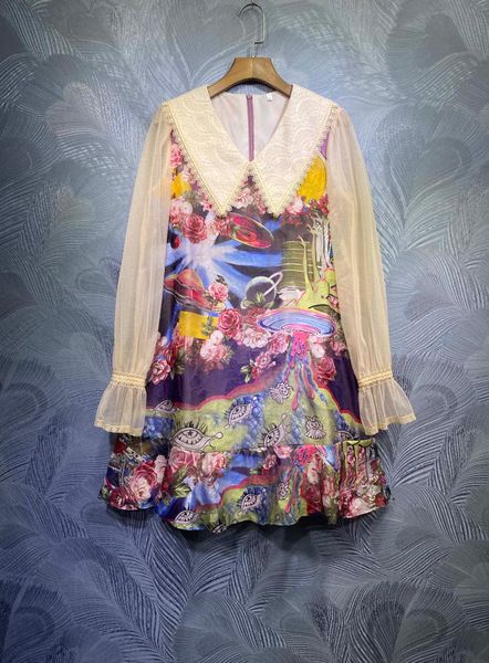 2021 early spring european and american new women's lapel print pattern color matching decorated horn long sleeve dress, Black;gray
2021 early spring european and american new women's lapel print pattern color matching decorated horn long sleeve dress, Black;gray