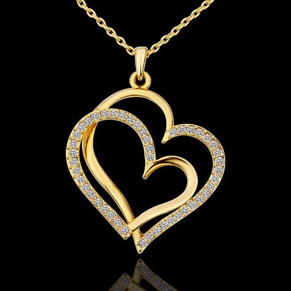 pendant necklaces rose gold color crystal double heart necklace luxury jewelry love wedding, Silver
pendant necklaces rose gold color crystal double heart necklace luxury jewelry love wedding, Silver