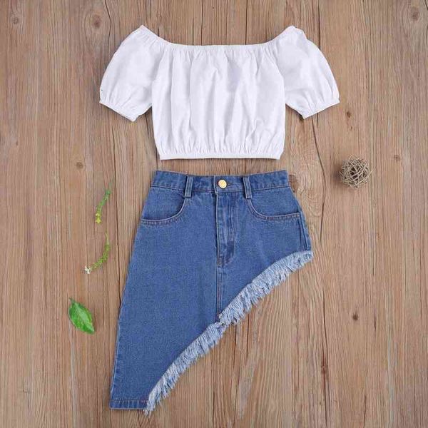 summer toddler baby kids girls short sleeve crop denim skirts 2pcs outfits set fashion casual children clothing 1-6years, White
summer toddler baby kids girls short sleeve crop denim skirts 2pcs outfits set fashion casual children clothing 1-6years, White