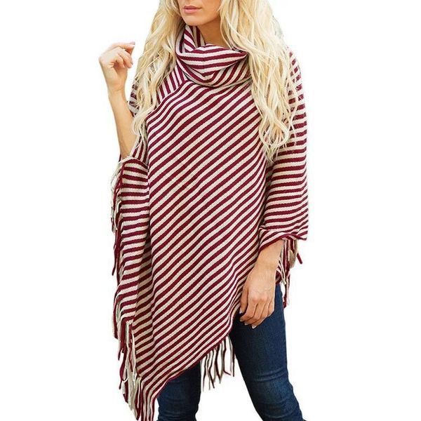 tassel burgundy stripe ponchos turtleneck irregular cardigan sweater knit scarf shirts polyester one color women cape stripe coat, Black
tassel burgundy stripe ponchos turtleneck irregular cardigan sweater knit scarf shirts polyester one color women cape stripe coat, Black