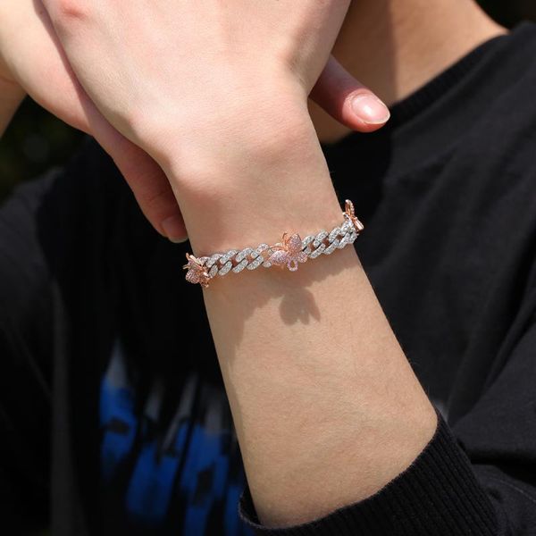 link, chain mini butterfly pink cz punk miami link bling jewelry for gift 9mm cuban bracelet with 9inch ankle, Black
link, chain mini butterfly pink cz punk miami link bling jewelry for gift 9mm cuban bracelet with 9inch ankle, Black