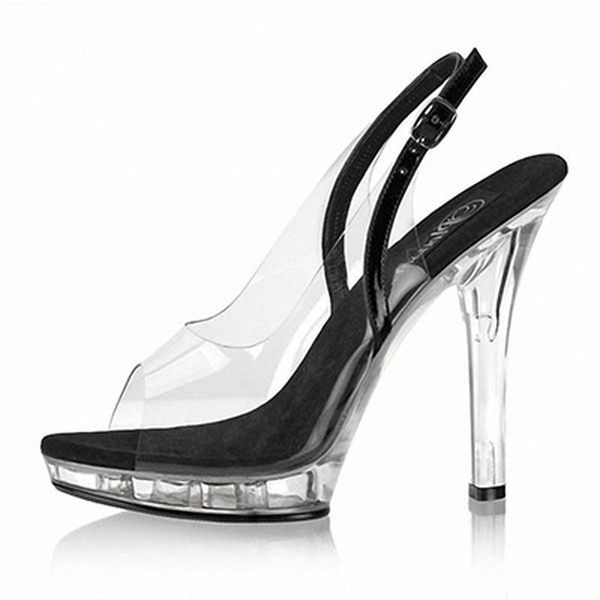 dress shoes mclubgirl 13cm heels super high thin heel transparent fish mouth crystal sandals stage model show fashion female lyp, Black
dress shoes mclubgirl 13cm heels super high thin heel transparent fish mouth crystal sandals stage model show fashion female lyp, Black