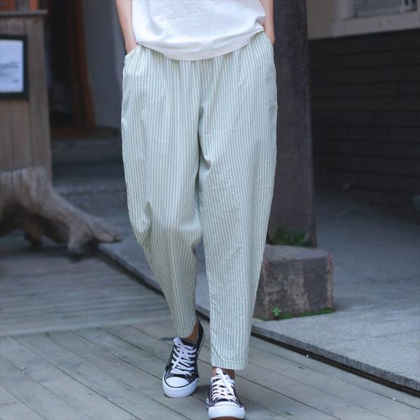 new women cotton linen harem pants 2020 summer elastic waist solid color striped 3 colors ankle length pants, Black;white
new women cotton linen harem pants 2020 summer elastic waist solid color striped 3 colors ankle length pants, Black;white