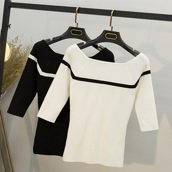 off shoulder korean shirt women black white t shirt cotton stretch knitted half sleeve boat neck ladies clothes casual
off shoulder korean shirt women black white t shirt cotton stretch knitted half sleeve boat neck ladies clothes casual