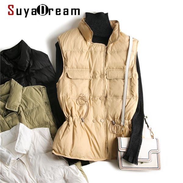 suyadream woman down coat stand collar 2020 winter vests belted waist solid womens parka warm jackets c1204, Black
suyadream woman down coat stand collar 2020 winter vests belted waist solid womens parka warm jackets c1204, Black