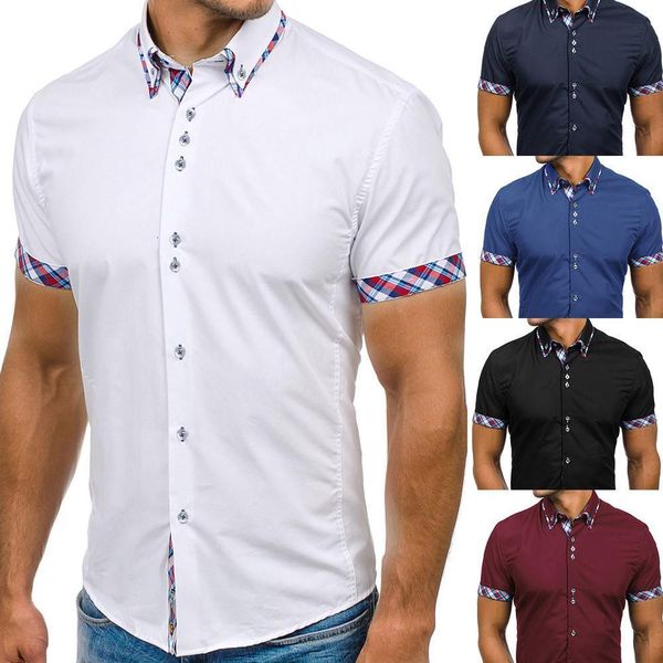 2019 men's shirts casual mens clothing fashion men summer double collar slim patchwork short sleeved shirt blouse f1, White;black
2019 men's shirts casual mens clothing fashion men summer double collar slim patchwork short sleeved shirt blouse f1, White;black