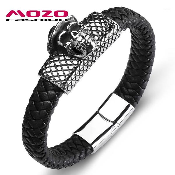 male hooded skull bracelet leather stainless steel simple bangle men grid collocation punk cuff jewelry1, Black
male hooded skull bracelet leather stainless steel simple bangle men grid collocation punk cuff jewelry1, Black