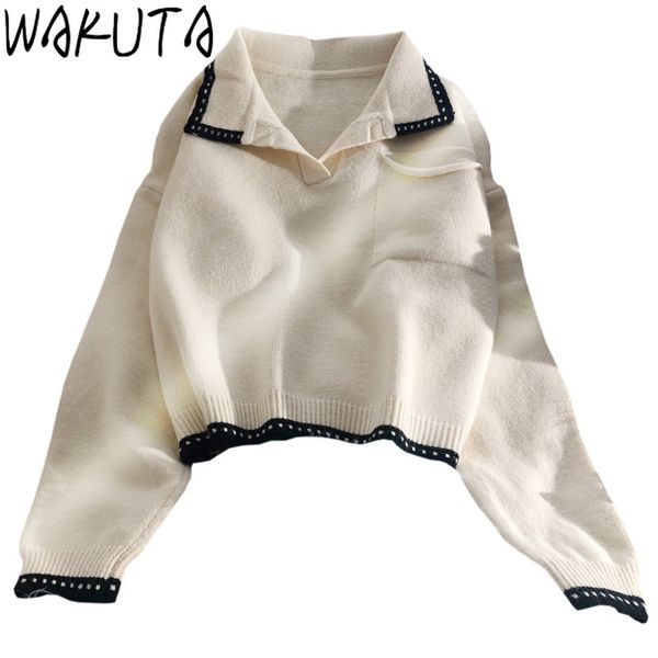 wakuta fashion women short jumper simple loose turn-down collar pocket sweater full sleeve pullover outwear lady warm knitwear h1211, White;black
wakuta fashion women short jumper simple loose turn-down collar pocket sweater full sleeve pullover outwear lady warm knitwear h1211, White;black