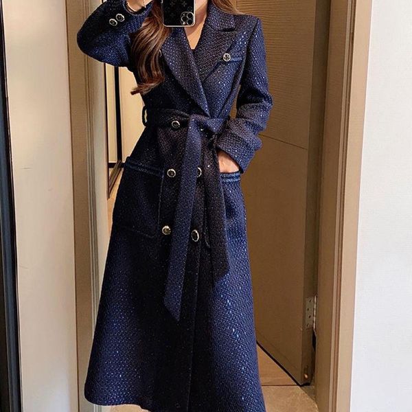 women's wool & blends women 2021 autumn winter elegant tweed blend coat female fashion long coats vintage woolen overcoat outwear b488, Black
women's wool & blends women 2021 autumn winter elegant tweed blend coat female fashion long coats vintage woolen overcoat outwear b488, Black