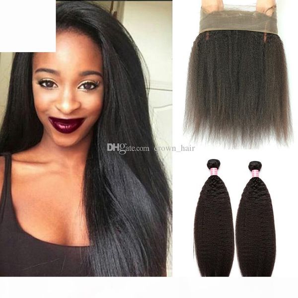 new arrival 360 lace frontal with bundles 9a mondolian hair kinky straight with 360 circular back lace frontal with 3 pcs extensions, Black
new arrival 360 lace frontal with bundles 9a mondolian hair kinky straight with 360 circular back lace frontal with 3 pcs extensions, Black
