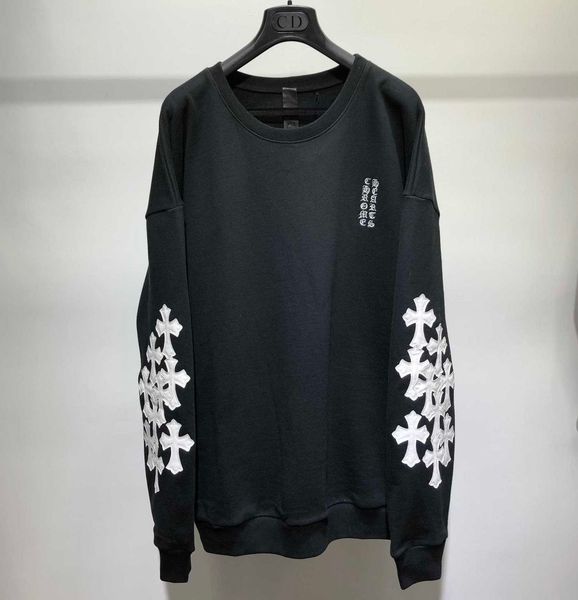 new ch crosin embroidery flower arm sanskrit cross leather sticker loose long sleeve sweater for men and women, Black
new ch crosin embroidery flower arm sanskrit cross leather sticker loose long sleeve sweater for men and women, Black