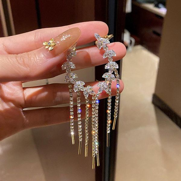 dangle & chandelier fyuan geometric leaf zircon crystal earrings for women bijoux long tassel ear clip rhinestone weddings jewelry, Silver
dangle & chandelier fyuan geometric leaf zircon crystal earrings for women bijoux long tassel ear clip rhinestone weddings jewelry, Silver