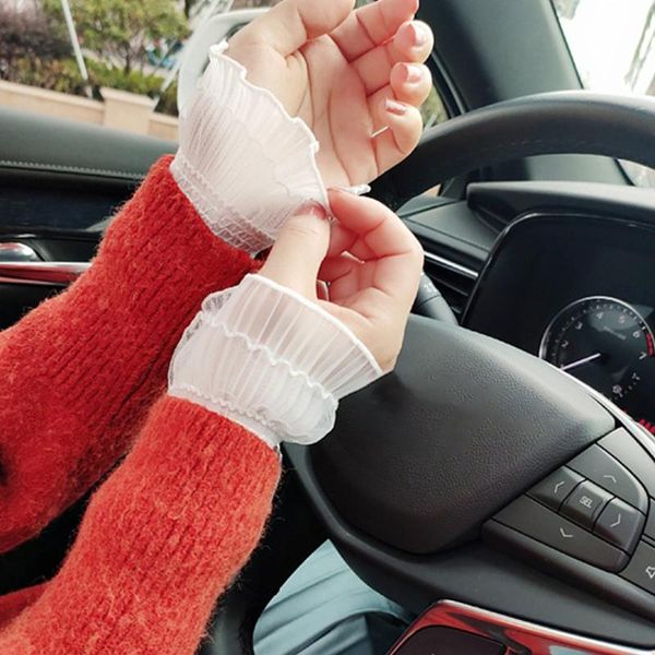 five fingers gloves women crochet lace horn cuffs stretch double layer pleated ruffled fake sleeves female autumn vintage wrist warmer, Blue;gray
five fingers gloves women crochet lace horn cuffs stretch double layer pleated ruffled fake sleeves female autumn vintage wrist warmer, Blue;gray