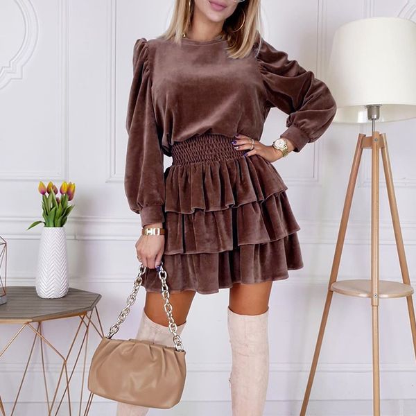 winter cascading ruffles velvet dress women casual long puff sleeve office dress female elegant slim solid a line party vestidos y0118, Black;gray
winter cascading ruffles velvet dress women casual long puff sleeve office dress female elegant slim solid a line party vestidos y0118, Black;gray