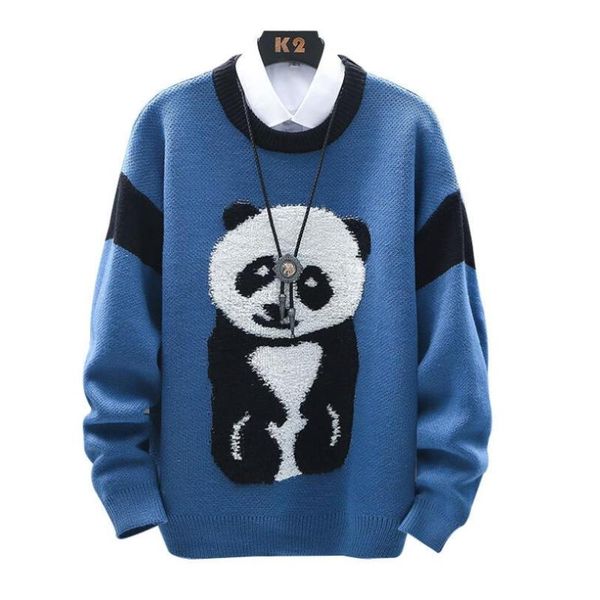 men's sweaters cartoon panda mens sweater 2021 korean style streetwear fashion solid vintage o-neck jumper knitted pullover men w1486, White;black
men's sweaters cartoon panda mens sweater 2021 korean style streetwear fashion solid vintage o-neck jumper knitted pullover men w1486, White;black