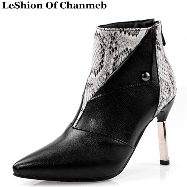 fashion snake printing pu leather metal stiletto heeled ankle boots for women female big plus size 45 46 48 booties shoes, Black
fashion snake printing pu leather metal stiletto heeled ankle boots for women female big plus size 45 46 48 booties shoes, Black