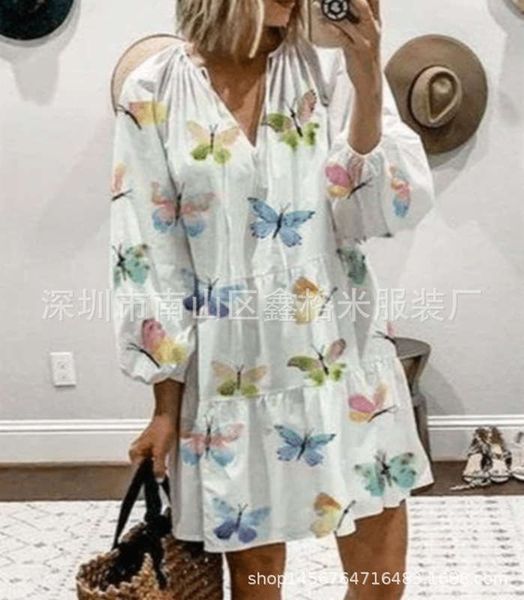 fashion women's colorful butterfly print medium length loose oversized dress, Black;gray
fashion women's colorful butterfly print medium length loose oversized dress, Black;gray