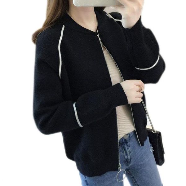 women's knits & tees women sweater 2021 arrival autumn and winter loose zipper female knitted cardigan coat black blue gray korean styl, White
women's knits & tees women sweater 2021 arrival autumn and winter loose zipper female knitted cardigan coat black blue gray korean styl, White