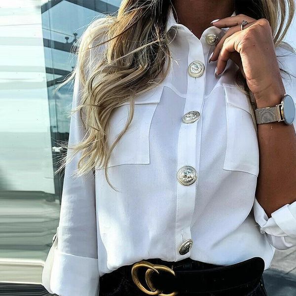 beforw 2021 women autumn casual sleeve blouse office lady solid button pockets blouse shirts elegant shirts plus size, White
beforw 2021 women autumn casual sleeve blouse office lady solid button pockets blouse shirts elegant shirts plus size, White