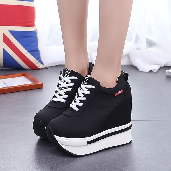 women sneakers fashion women height increasing breathable lace-up wedges sneakers platform shoes canvas woman casual shoes 11cm y200424, Black
women sneakers fashion women height increasing breathable lace-up wedges sneakers platform shoes canvas woman casual shoes 11cm y200424, Black